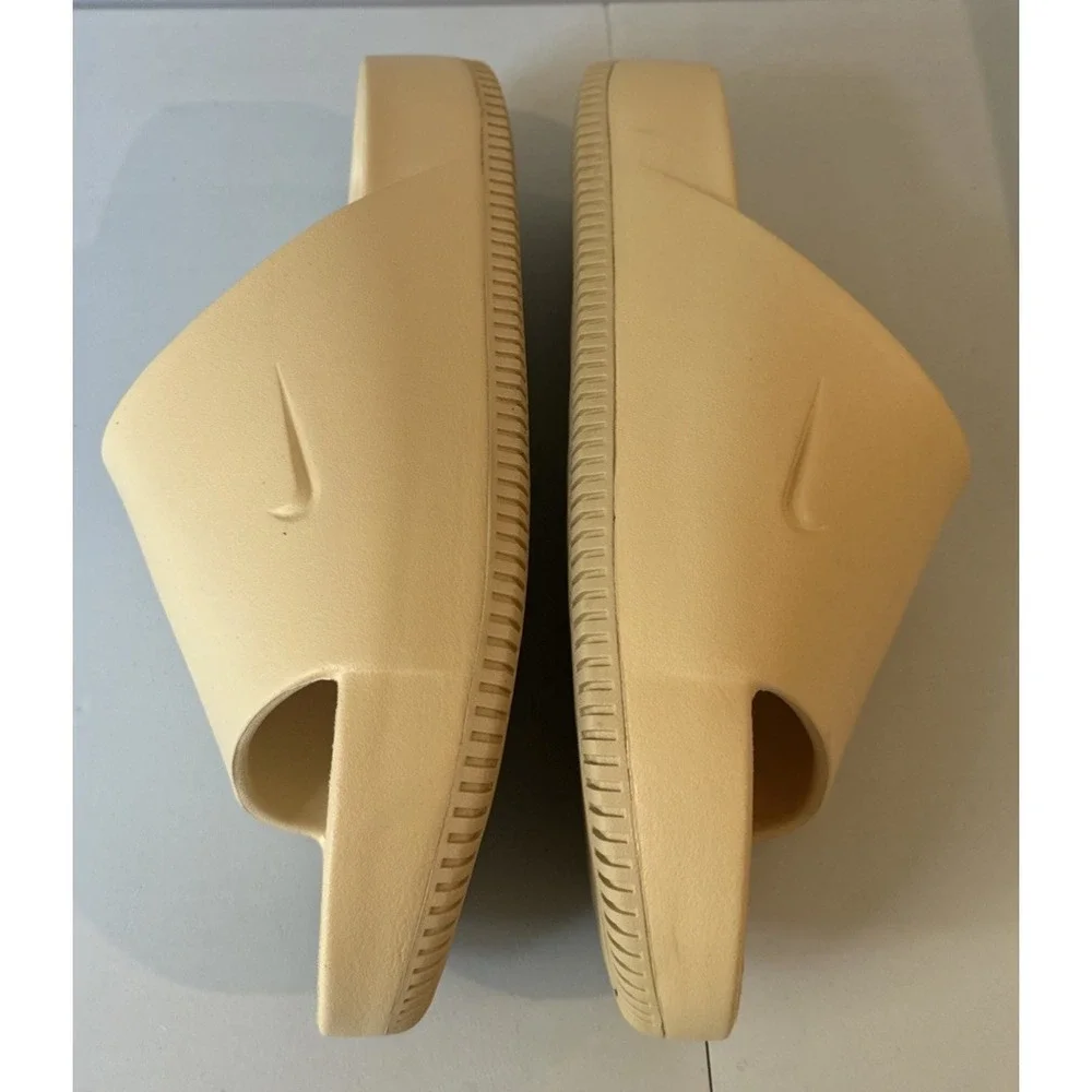 Nike Size M13/W14 Calm Slide Slip-On Sandals Sesame Logo Rubber Upper